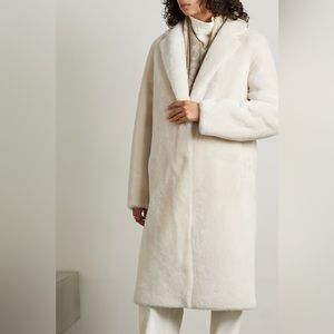 Yves Salomon cream white beige shearling reversible coat